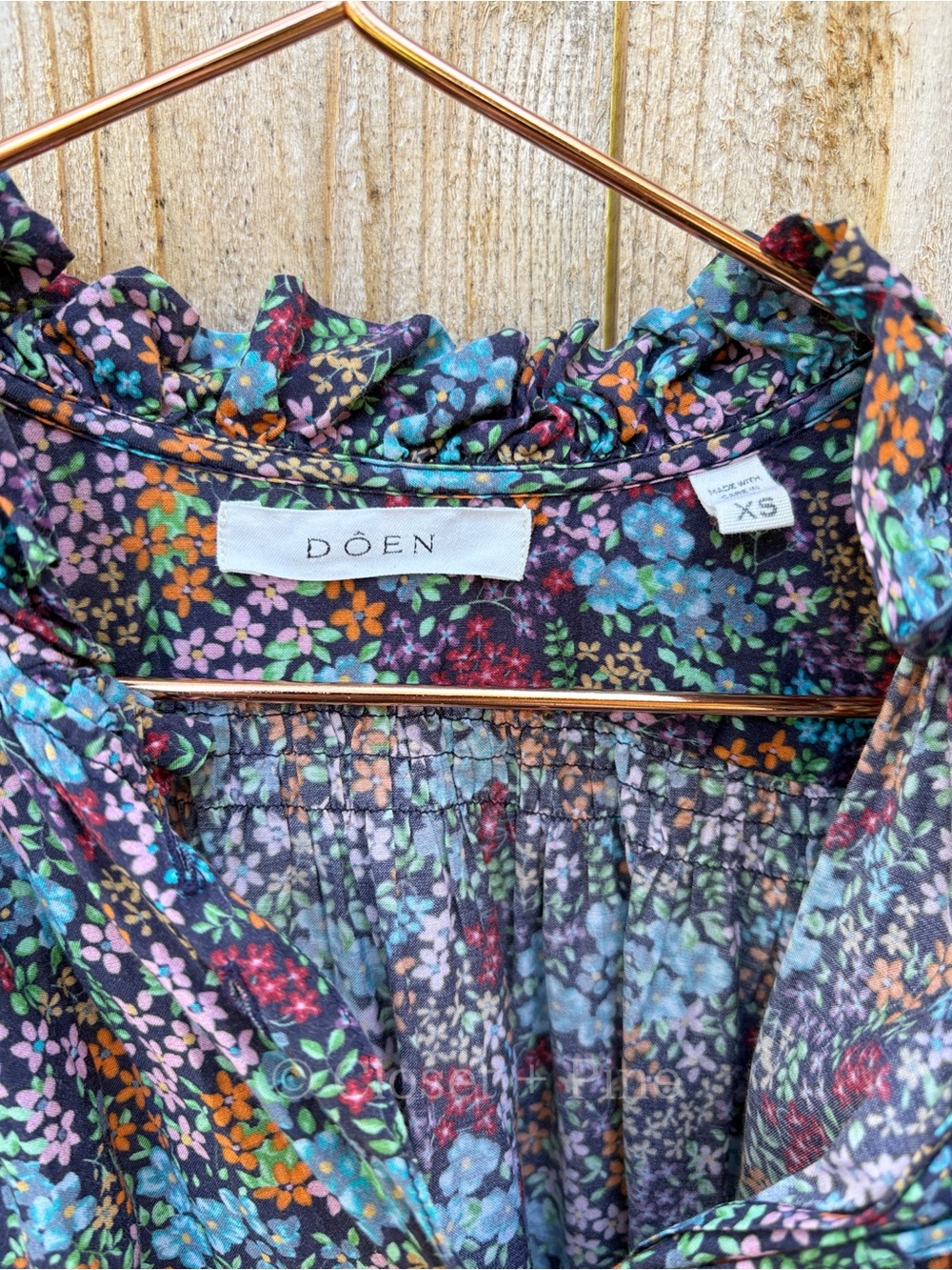 Doen Rose Top in Navy Lady Bird Floral Size XS Blouse Cottagecore Prairie Boho - Picture 4 of 17